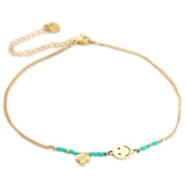 Enkelbandje - Miyuki Smiley - Turquoise