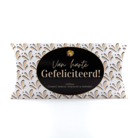 Giftbox - Gefeliciteerd - Badzout Bodyscrub Badballen