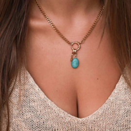 Gouden ketting - Amazoniet en Zon