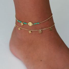 Enkelbandje - Miyuki Smiley - Turquoise