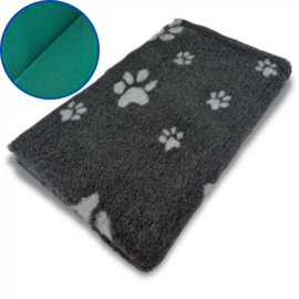 Vetbed Antraciet met Voetprint - Groene Rug