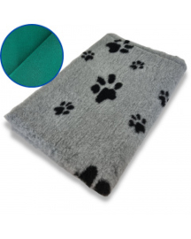 Vetbed Grijs met Voetprint - Groene Rug