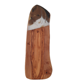 Olijfhouten Borrelplank meets Epoxydip Moie Design Bruin, Wit, Zwart, Goud