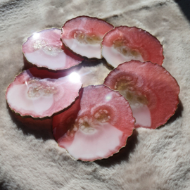 Pink Cloud - Handgemaakte Epoxy Onderzetters Moie Design (set van 6)