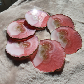 Pink Cloud - Handgemaakte Epoxy Onderzetters Moie Design (set van 6)