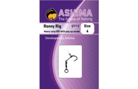 Ashima Heavy Carp Ronny Rig 887 Size 4 With Pop Up Screw - 2 pcs