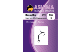 Ashima Heavy Carp Ronny Rig 887 Size 6 With Pop Up Screw - 2 pcs