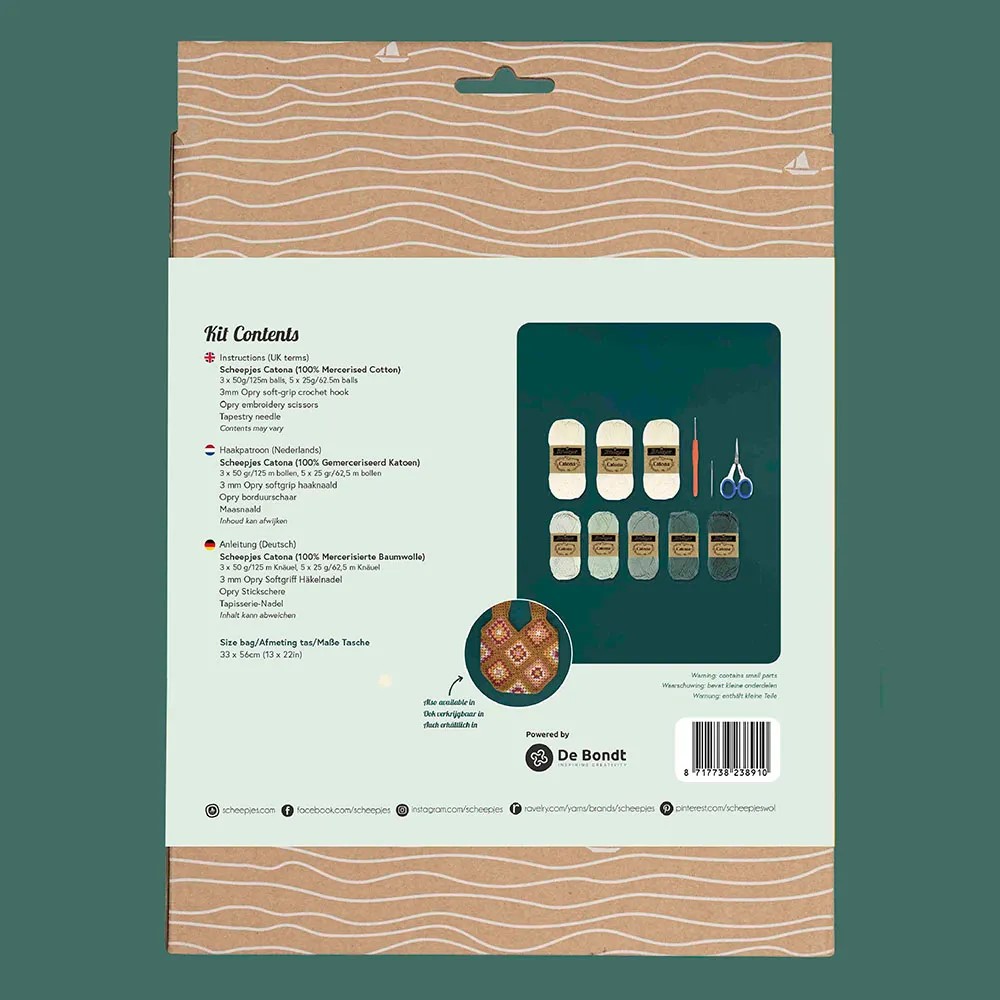 Scheepjes Beginner haakkit Granny square tas blauw