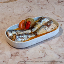 Sardines in pikante olijfolie met augurk
