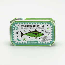 Tonijnfilets in pikante olijfolie met augurk