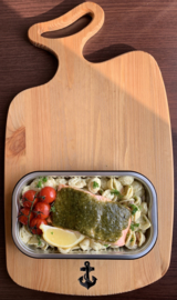 Pasta pesto met zalm