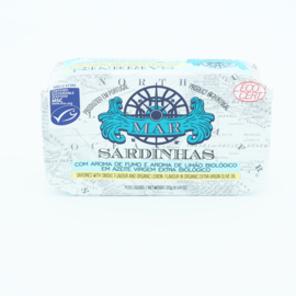 Sardines in extra virgine olijfolie met rooksmaak en biologische citroen (Mar)