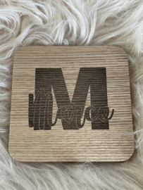 Houten onderzetter met naam