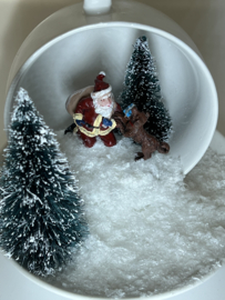 Kop en schotel | Hond met kerstman
