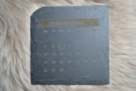 Leisteen onderzetter met speciale datum