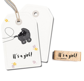 Cats on Appletrees - houten stempel - It's a girl (2398)