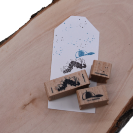 Cats on Appletrees - houten stempel - Babette the Caterpillar & Basecap & Little Confetti