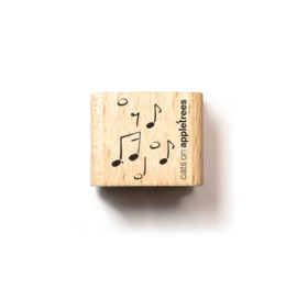 Cats on Appletrees - houten stempel - Minna the Chick & Saxophone & Music Cloud
