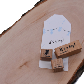 Cats on Appletrees - houten stempel - It's a boy! & Baby socks & Little Confetti