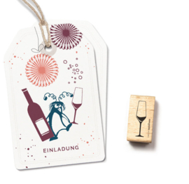 Cats on Appletrees - houten stempel - Champagne Glass (27671)