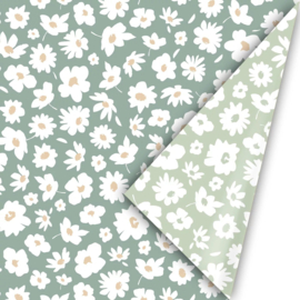 Cadeaupapier Flowers Hearts Petrol Pink