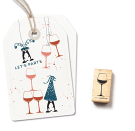 Cats on Appletrees - houten stempel - Wine Glass (27669)