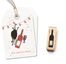 Cats on Appletrees - houten stempel - Bottle (27663)