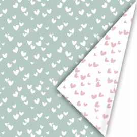 Cadeaupapier Flowers Hearts Petrol Pink