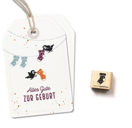 Cats on Appletrees - houten stempel - Baby Socks (27481)