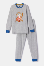 Woody | Jongens-Heren pyjama, grijs mélange
