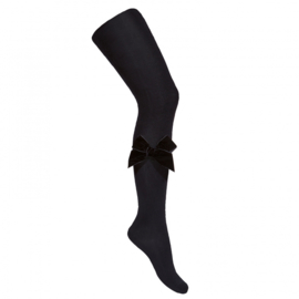 CONDOR - Kousenbroek met velvet strik zijkant black