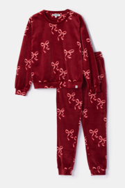 Woody | Meisjes-Dames Pyjama, bordeaux strikkenprint