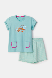 Woody | Meisjes-Dames Pyjama, licht turquoise