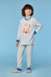 Woody | Jongens-Heren pyjama, grijs mélange