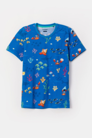 Woody | Jongens-Heren Pyjama, onderwater print blauw