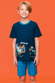 Woody | Jongens-Heren Pyjama, donkerblauw