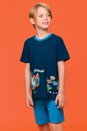 Woody | Jongens-Heren Pyjama, donkerblauw