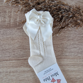 Meia Pata | Pearl kniekous met satijnstrik en knoop
