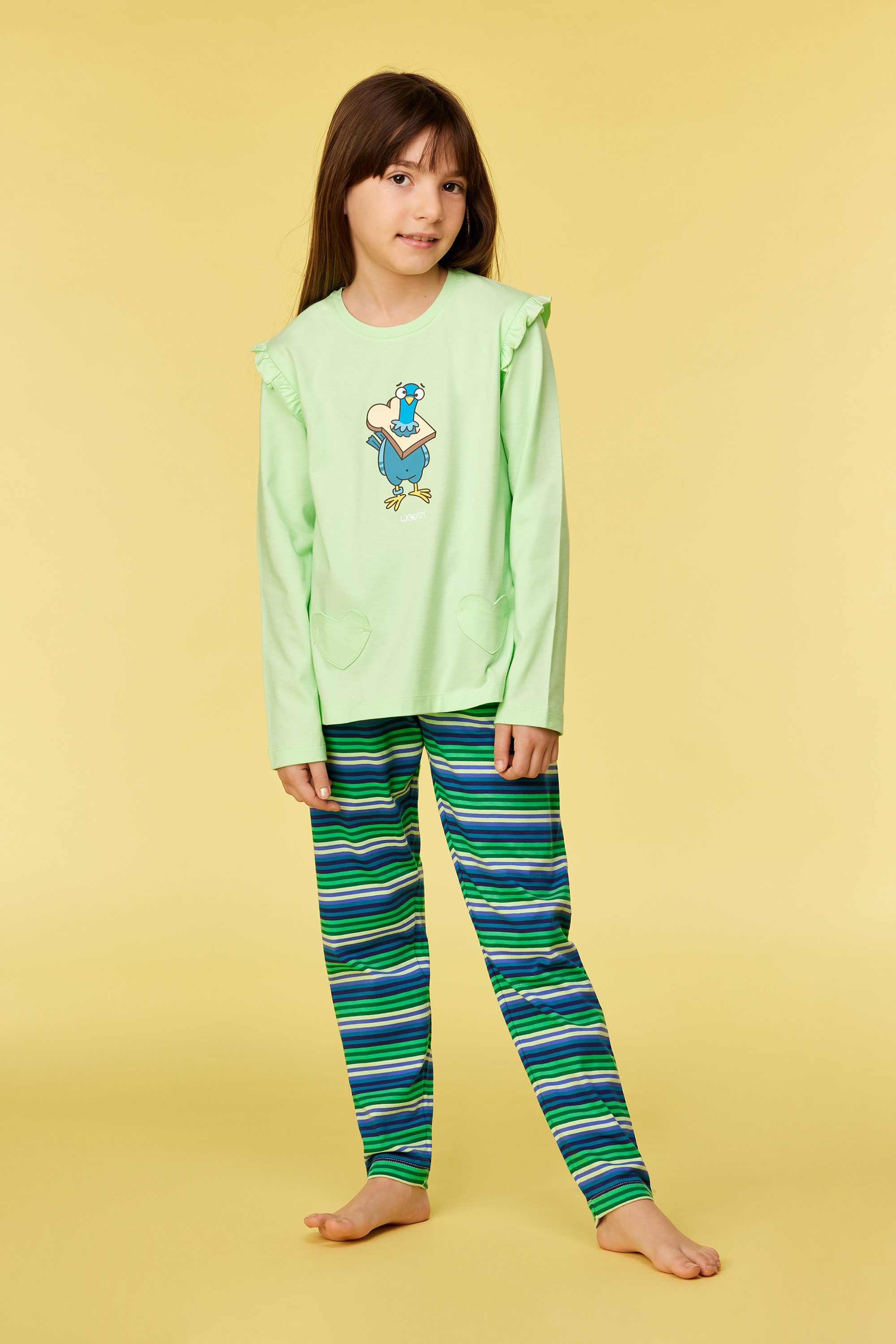 Woody | Meisjes-Dames Pyjama, groen
