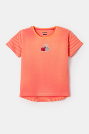 Woody | Meisjes-Dames Pyjama, koraal-oranje streep