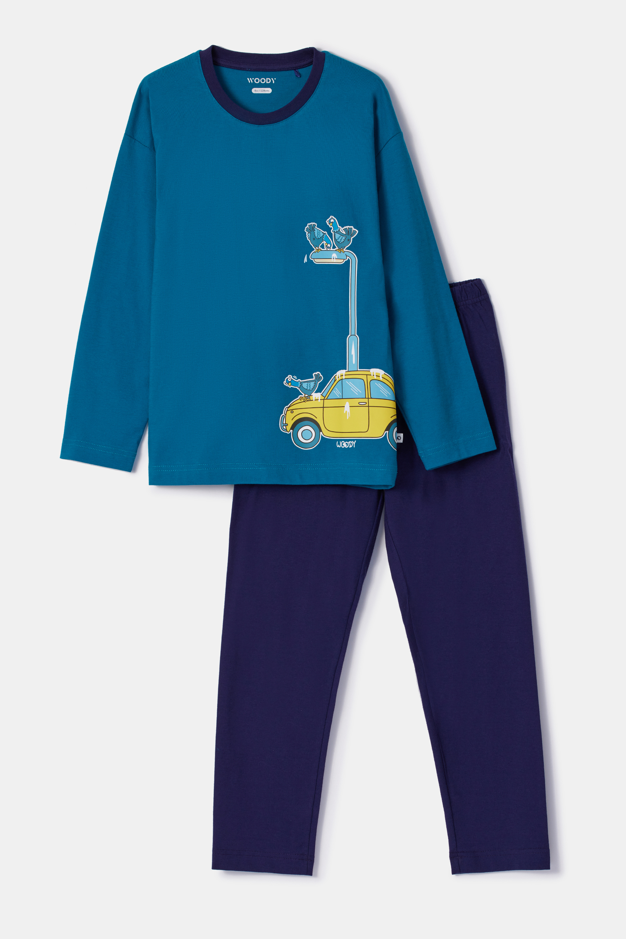 Woody | Jongens-Heren Pyjama, groenblauw