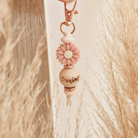 Sleutelhanger Mom mama Dusty Pink Flower