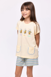 Woody | Meisjes-Dames Pyjama, lichtgeel