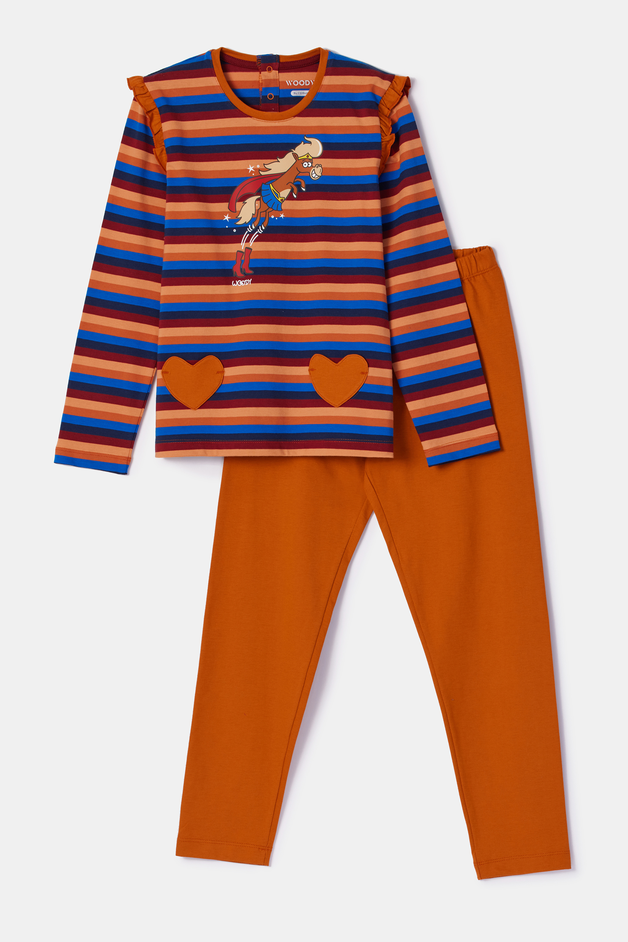 Woody | Meisjes-Dames Pyjama, multicolor streep