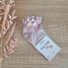 Meia Pata | Dry pink lurex kort kousje met satijnstrik en knoop