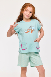 Woody | Meisjes-Dames Pyjama, licht turquoise
