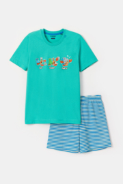 Woody | Jongens-Heren Pyjama, turquoise