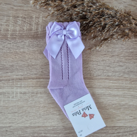 Meia Pata | Lilac kniekous met satijnstrik