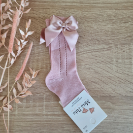 Meia Pata | Dry pink kniekousen met satijnstrik