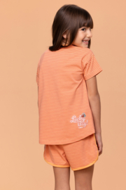Woody | Meisjes-Dames Pyjama, koraal-oranje streep